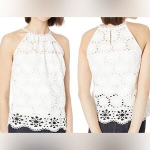 Bailey 44 White Eyelet Halter Top Size Small Made in USA